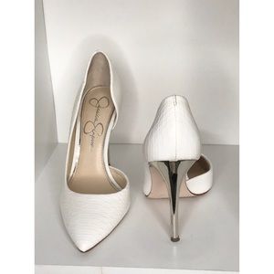 Jessica Simpson White Pointed Toe Silver Heels